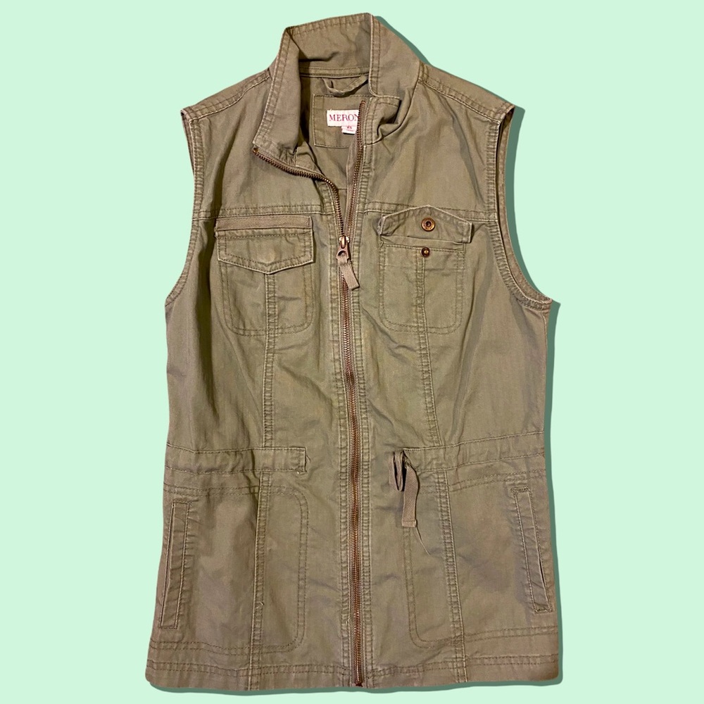 Merona olive green zippered vest